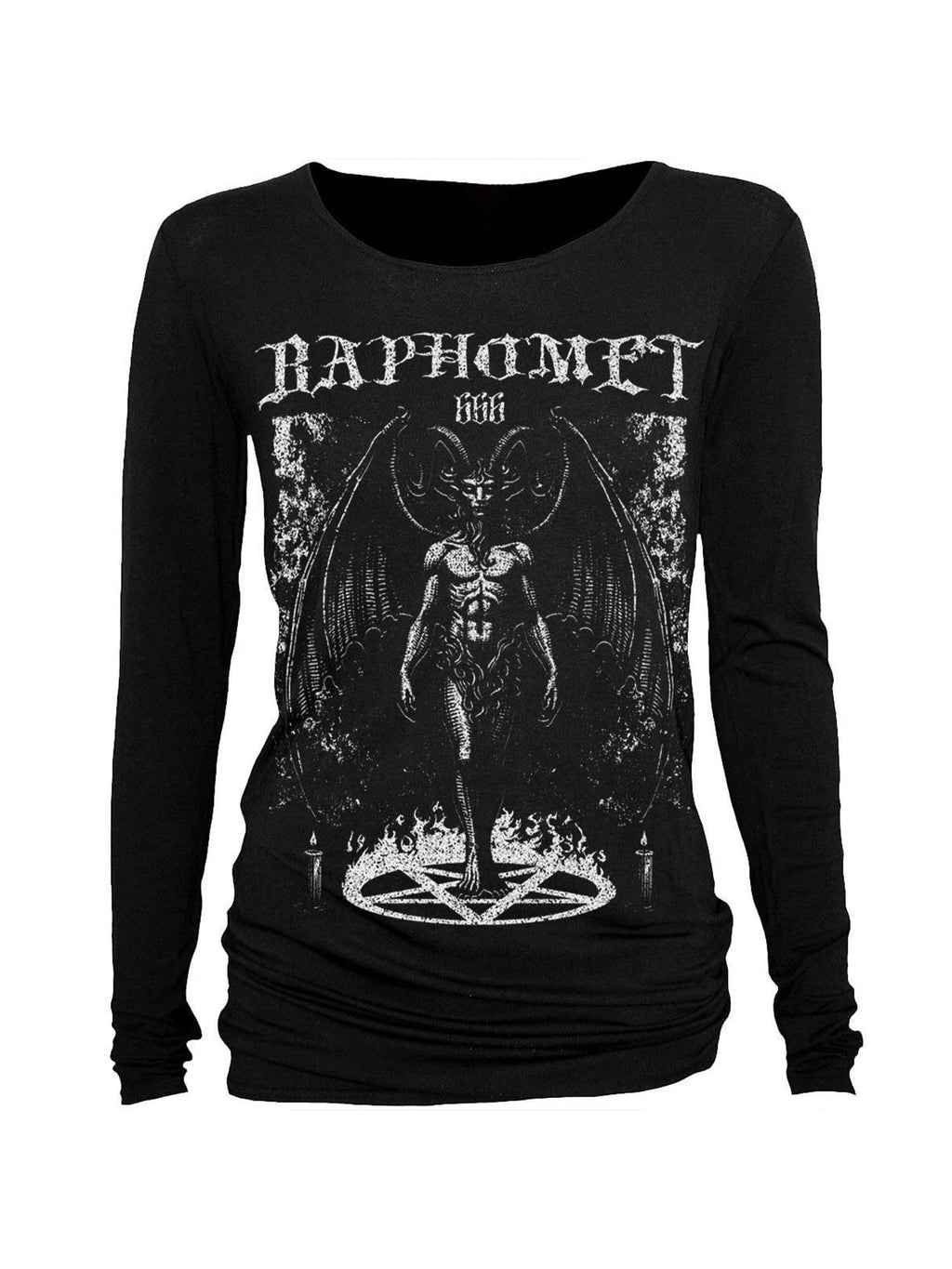Black Baphomet Print Batwing Shirt