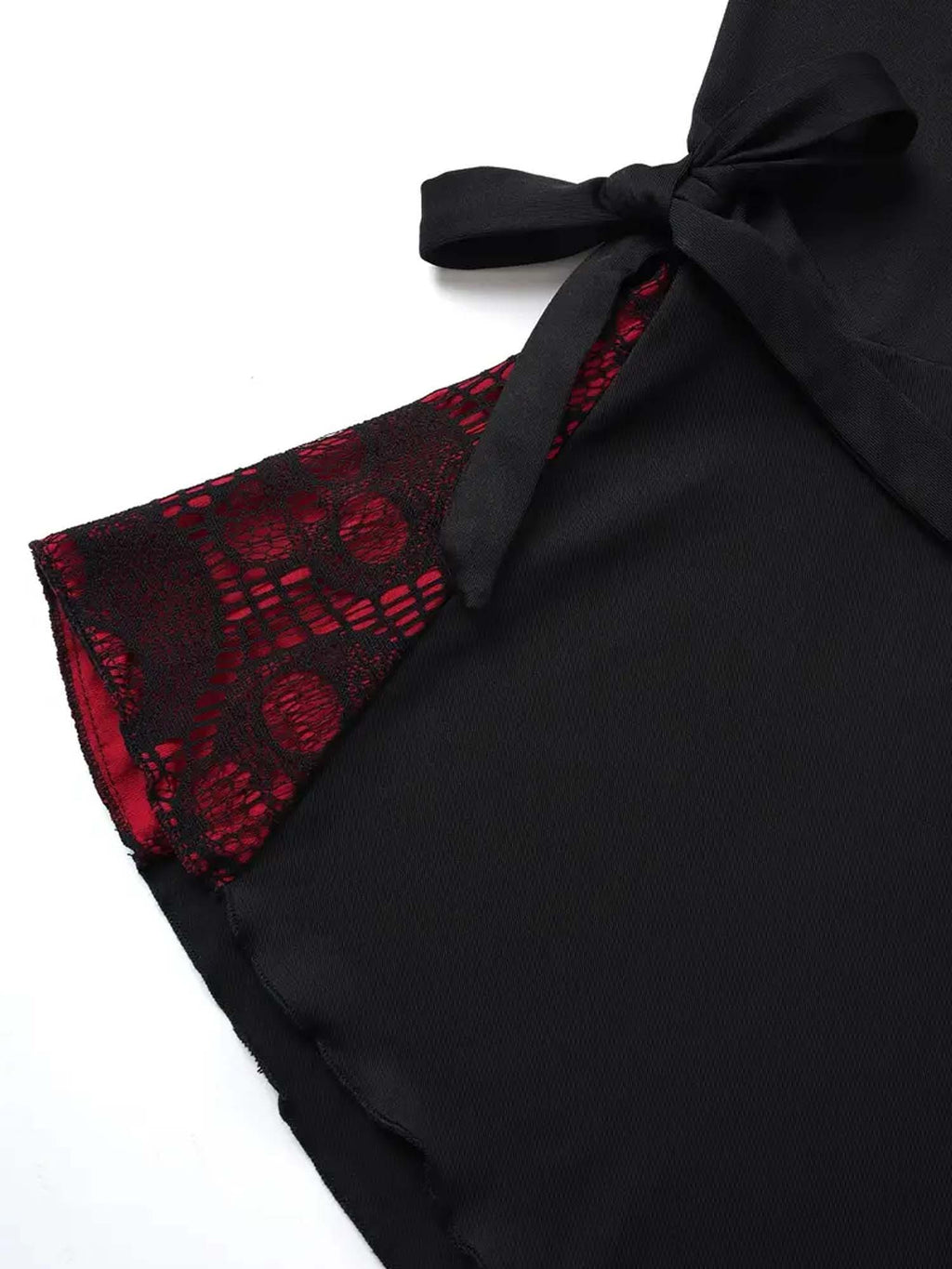 Halloween Lace Skull-Print Strappy Button-Up Bell-Sleeve Mini Dress