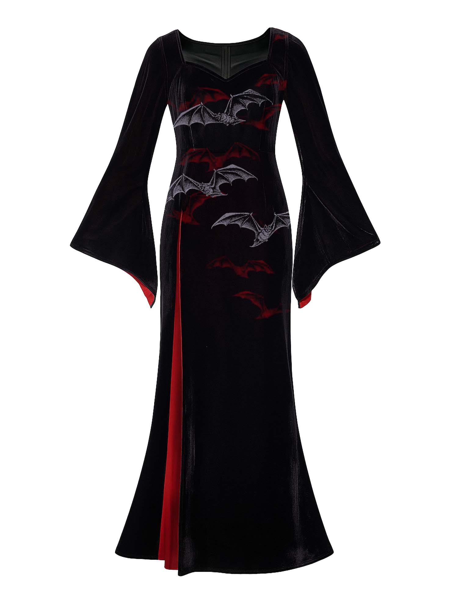 Bat And Moon Print Batwing Maxi Dress
