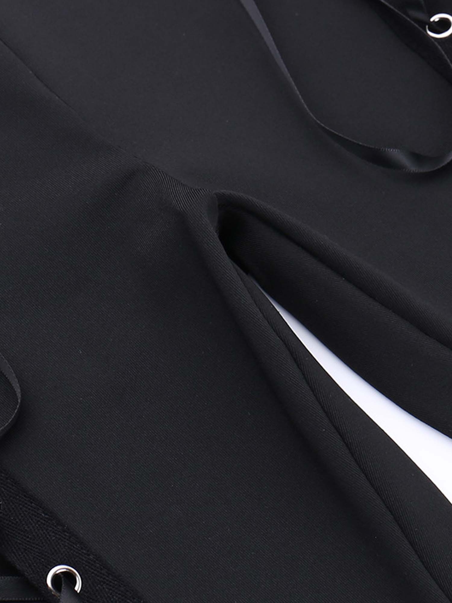 Dark Gothic Trendy Lace-Up Flared Pants