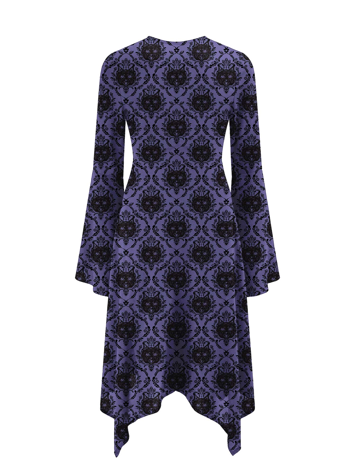 Gothic Cat Print Midi Moonveil Dress