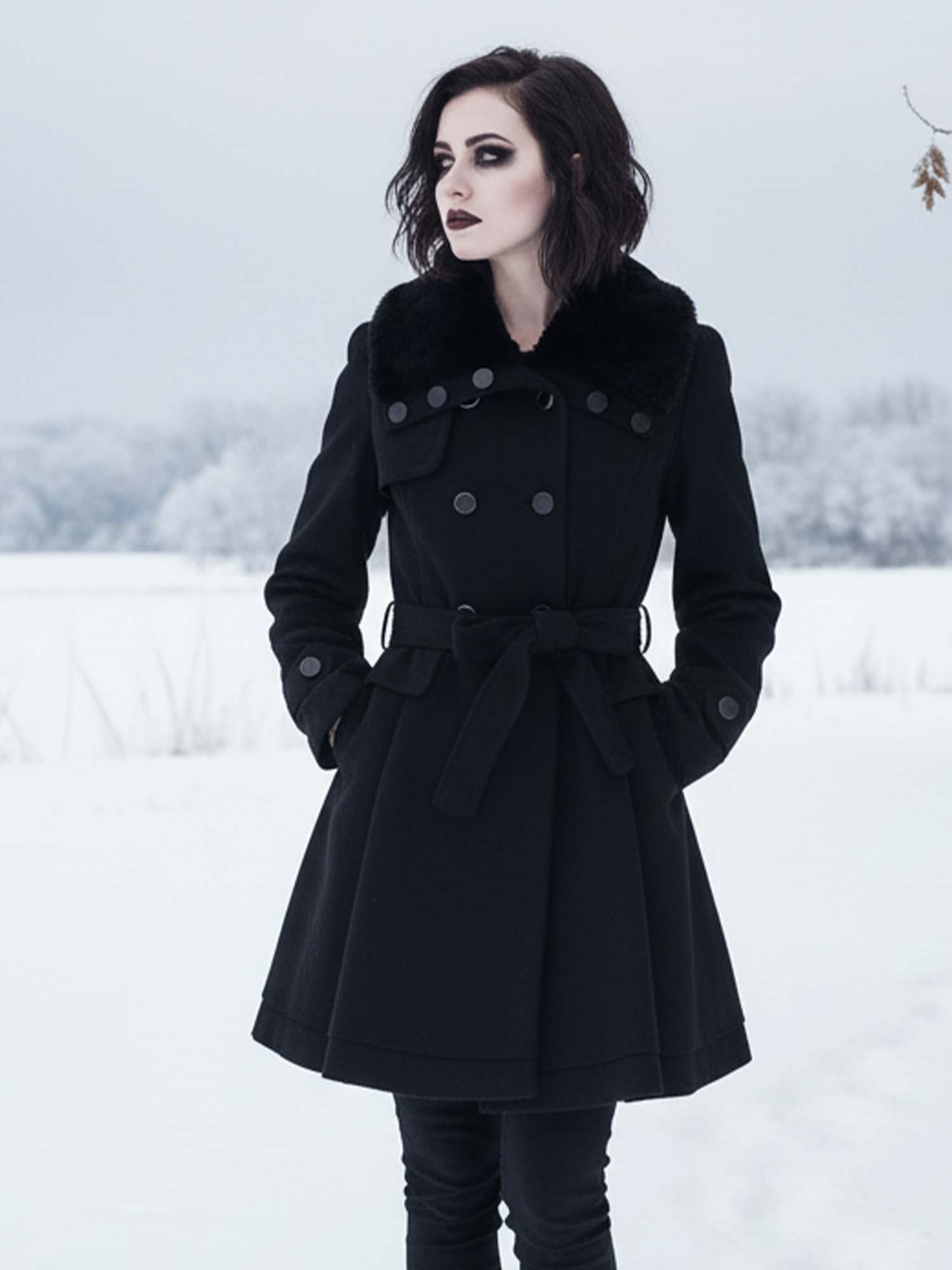 Gothic Woolen Coat Double-Breasted Thick Coat
