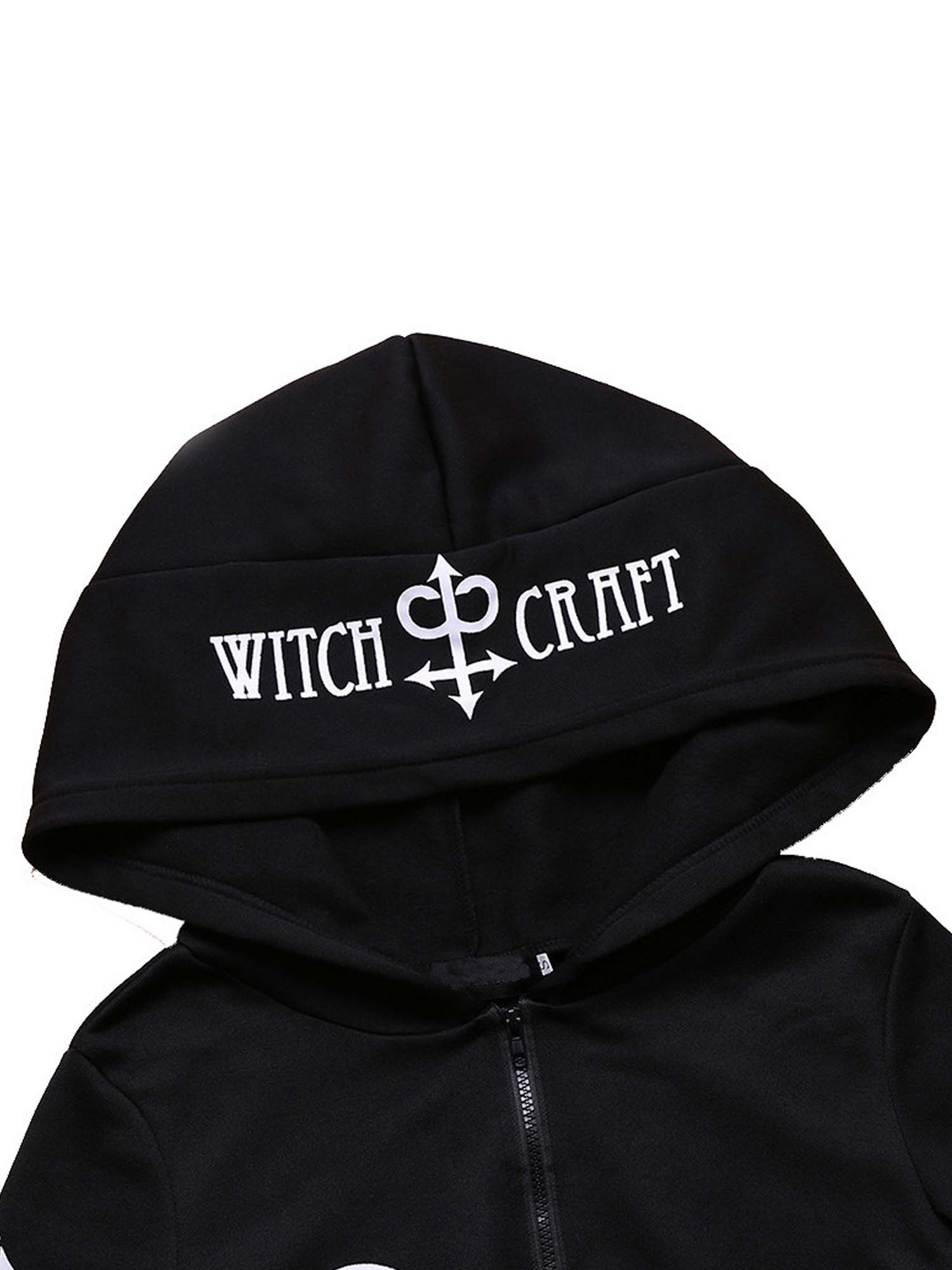 Gothic Vintage Moon Witch Print Jacket Hoodie