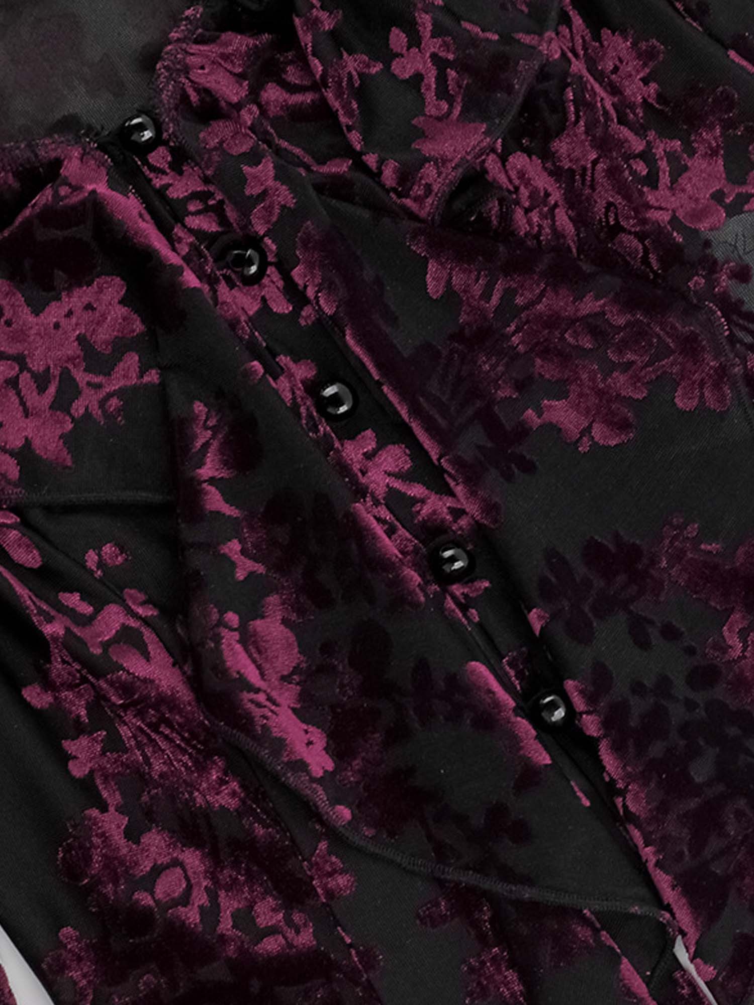 Gothic Ruffled V-Neck Long-Sleeved Top