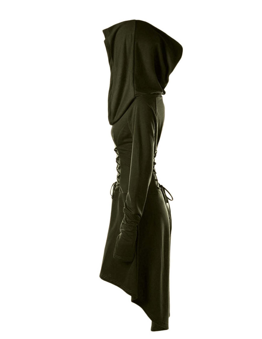 Gothic Witch Long Sleeve Hooded Tie Midi Dress