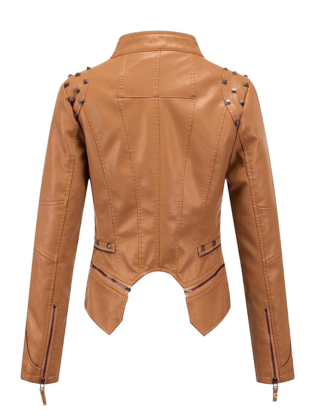 Riveted-Waist Short-Length Washed Leather Jacket