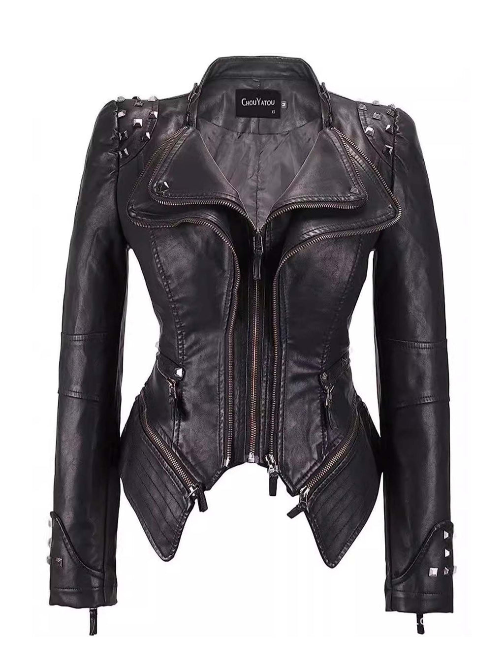 Riveted-Waist Short-Length Washed Leather Jacket
